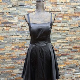 B Darlin Black Satin Fit N' Flare w/Strappy Back