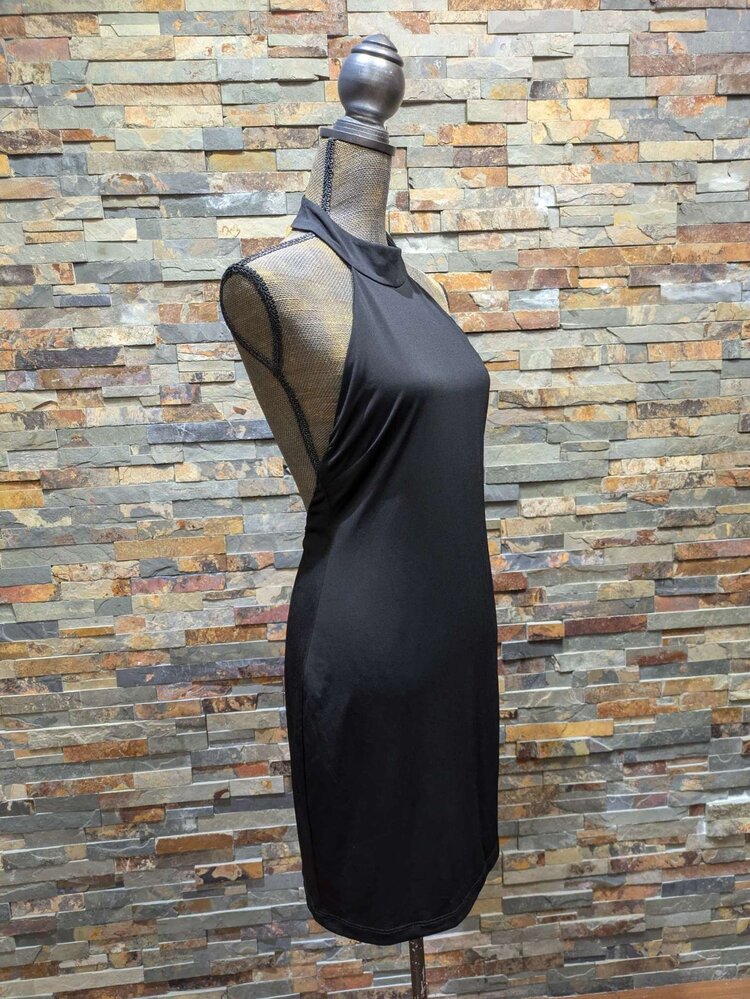 B Darlin Black High Neck + Open Back Dress, Size XL