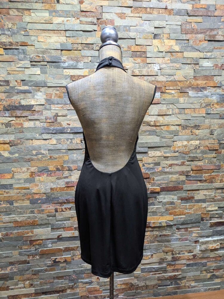 B Darlin Black High Neck + Open Back Dress, Size XL