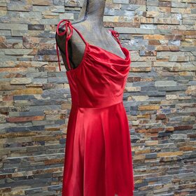 City Studio Red Satin Cowl Neck Fit N' Flare Dress, Size 9