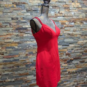 Red Corset-Back Mini Dress, Size 13/14