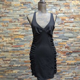 City Studio Black V-Neck Mini Dress W/Side Rouching, Size XL