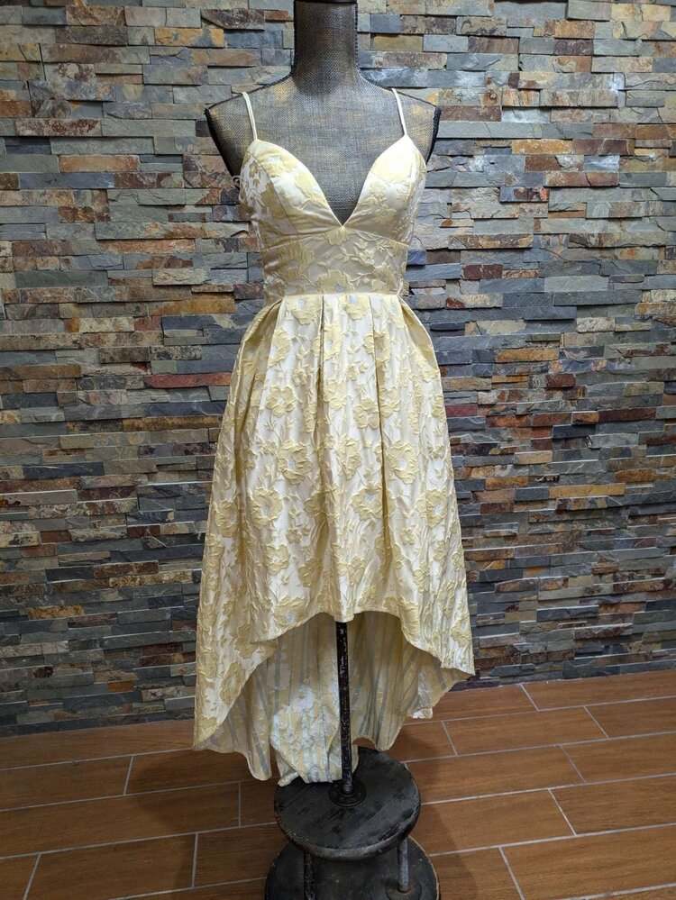 Trixxi Yellow Floral High-Low Dress, Size 1