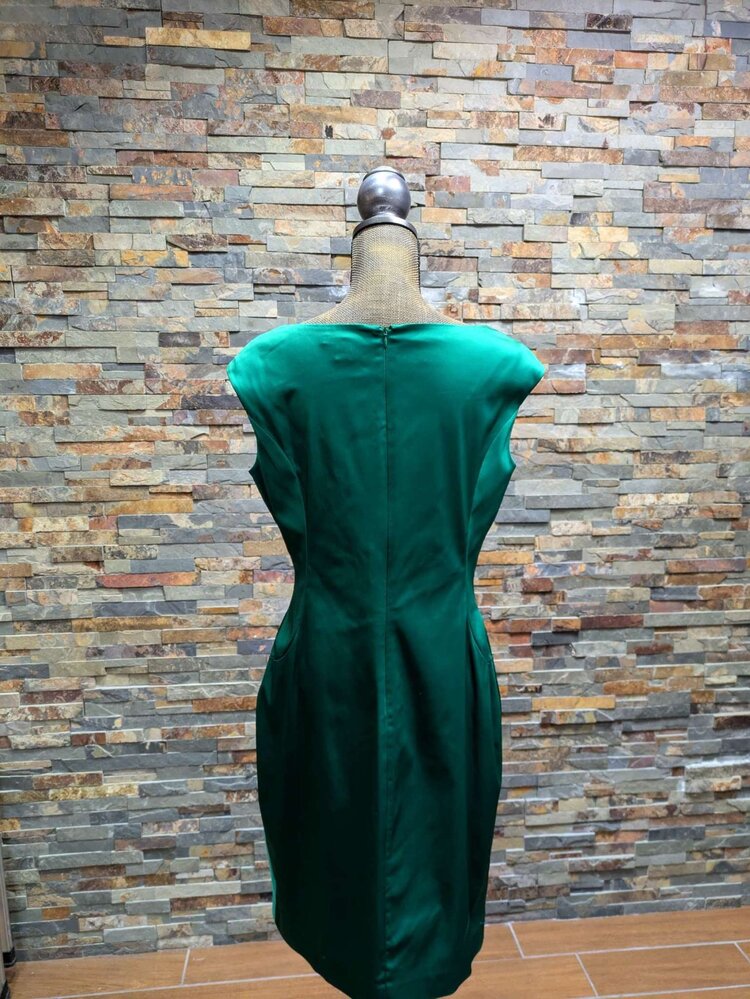 Ralph Lauren Emerald Green V-Neck Sheath Dress, Size 14