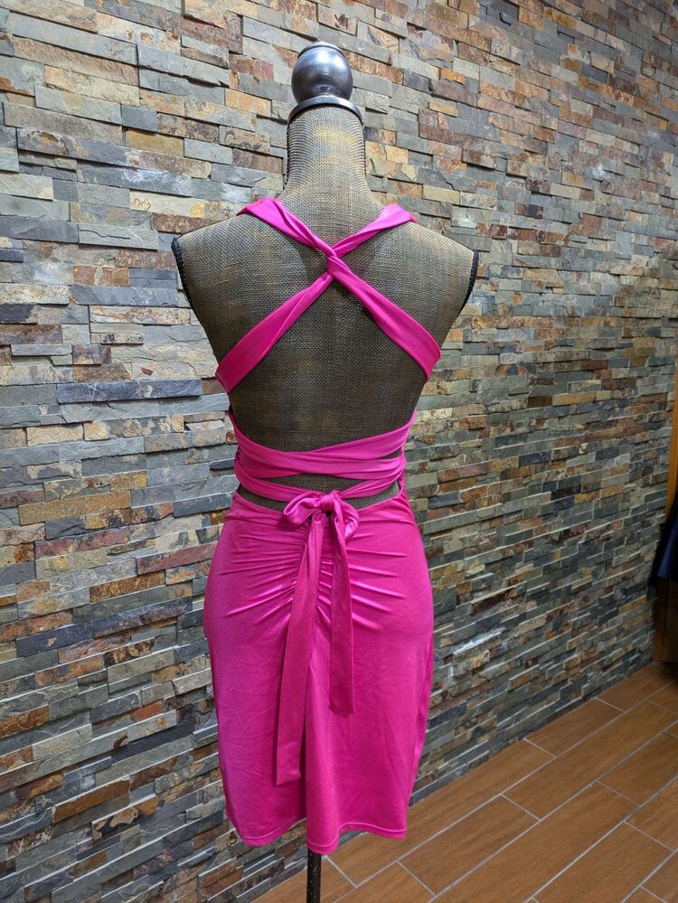 B Darlin Hot Pink Cross Back Bodycon Dress, Size 5/6