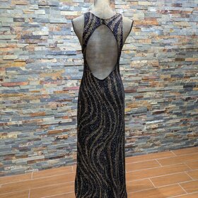 Caché Black, Gold and Silver Sparkly Dress w/ Open Back, Size L