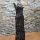 cache black and gold dress Cach Black, Gold and Silver Sparkly Dress w/ Open Back, Size L