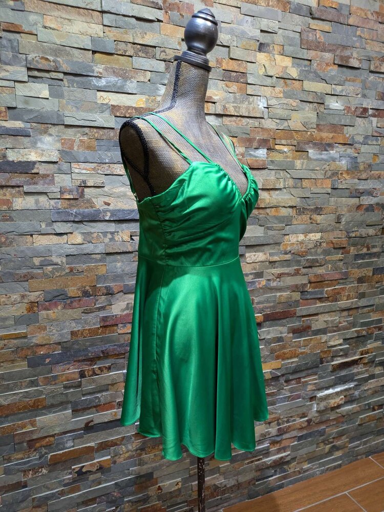 City Studio Lime Green Satin Dress, Size 13
