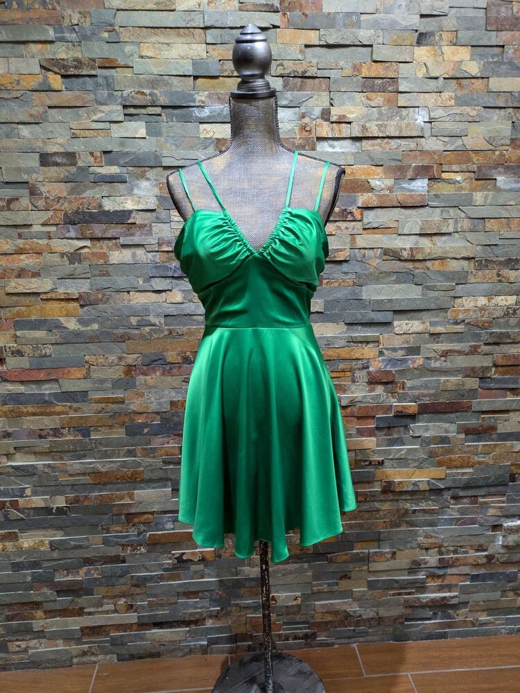City Studio Lime Green Satin Dress, Size 13