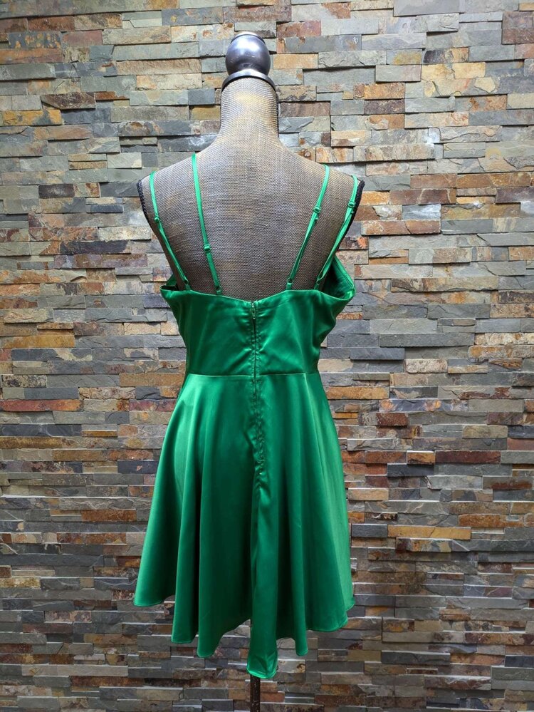 City Studio Lime Green Satin Dress, Size 13
