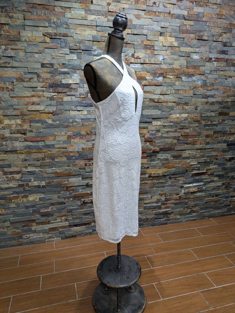 Trixxi White Lace Halter Bodycon Dress, Size 11