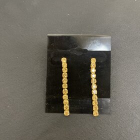 Wona Trading Millie Gold + Amber Rhinestone Earrings