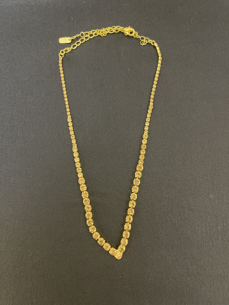 Wona Trading Millie Gold + Amber Rhinestone Necklace