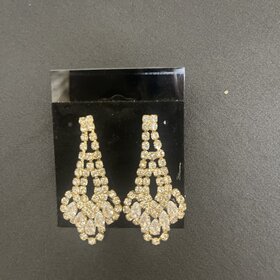 Wona Trading Lily Gold Rhinestone Dangly Earrings