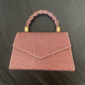 Wona Trading Pink  Rhinestone Evening Clutch w/Chain Strap