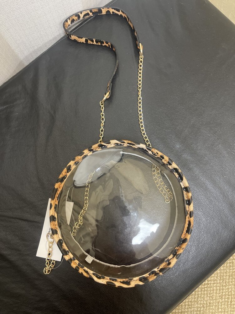 Clear Crossbody with Animal Print Trim Handbag