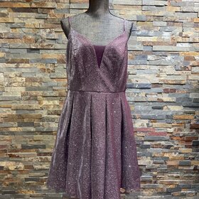 B Darlin Purple Wine Sparkle Fit & Flare Dress w/Pockets, Size 14W