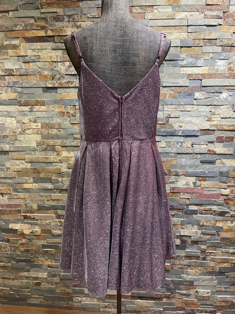 B Darlin Purple Wine Sparkle Fit & Flare Dress w/Pockets, Size 14W