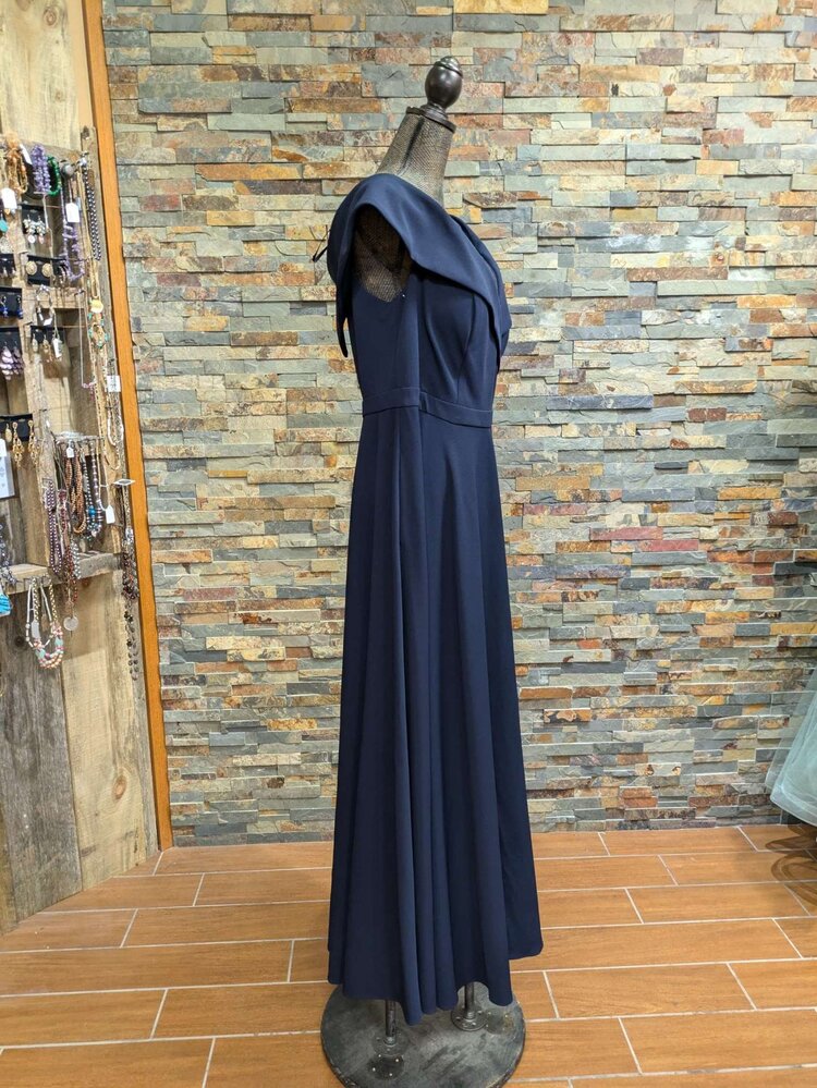 Xscape Navy Off-The-Shoulder Gown, Size 16W