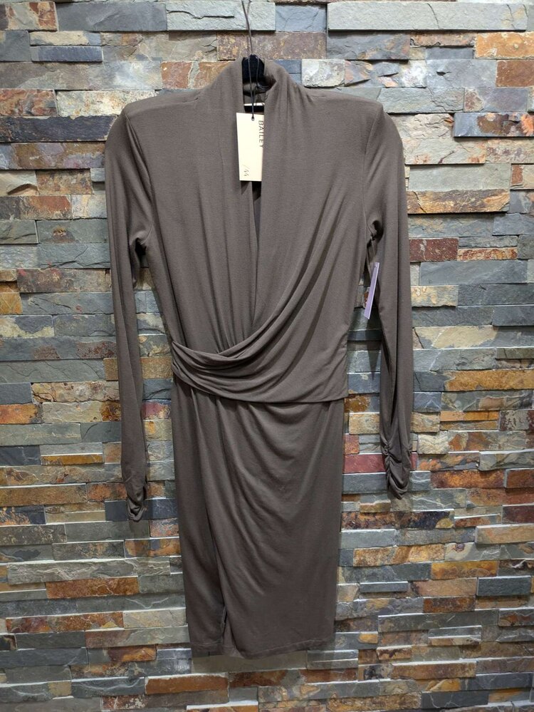 Bailey 44 Olive Green Deep-V Bodycon Dress, Size S