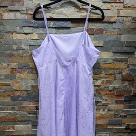 JJ’s House Lavender Dress w/ Silver Spotted Mesh Overlay, XXL