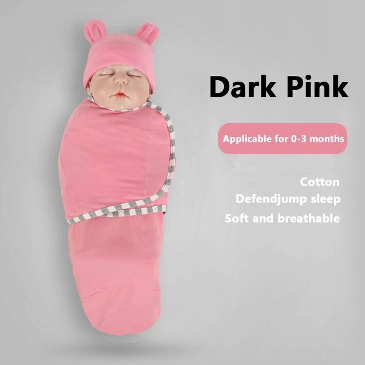 Dark Pink Swaddler and Cap
