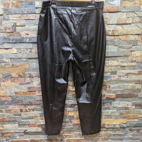 Halston Black Faux-Leather Pants, Size XL