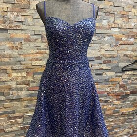 City Studio Royal Blue Sequin Backless Fit & Flare Dress