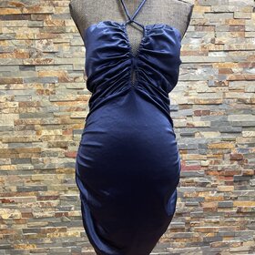 Speechless Navy Ruched Silky Bodycon Dress