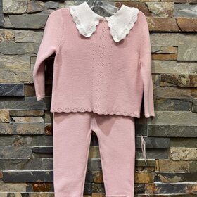 Pale Pink 2 Piece Sweater & Pants Set, Size 9M