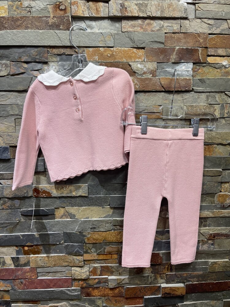 Pale Pink 2 Piece Sweater & Pants Set, Size 9M