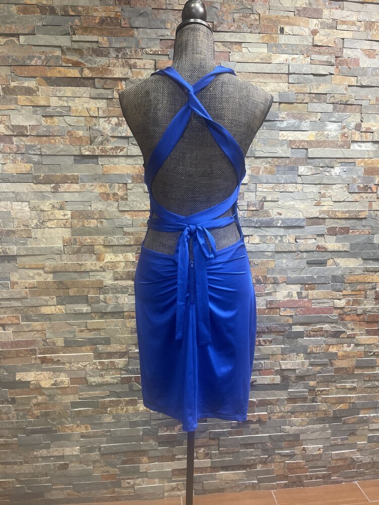 B Darlin Royal Blue Strappy Back Bodycon Dress