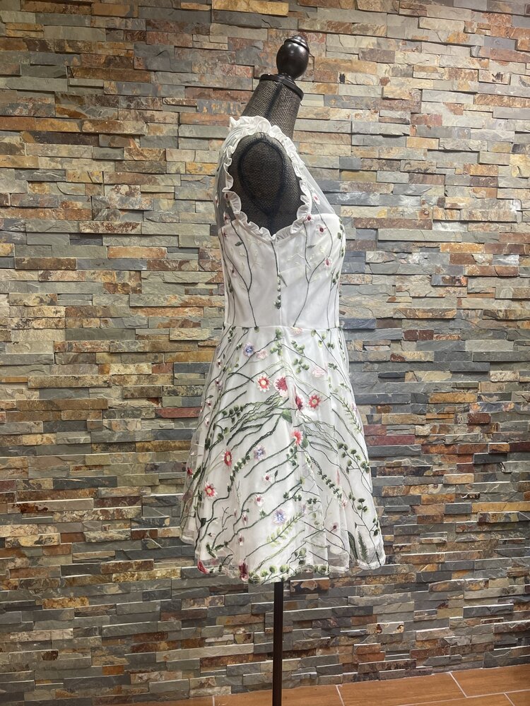 City Studio White Floral Mini Fit & Flare Dress, Size 11