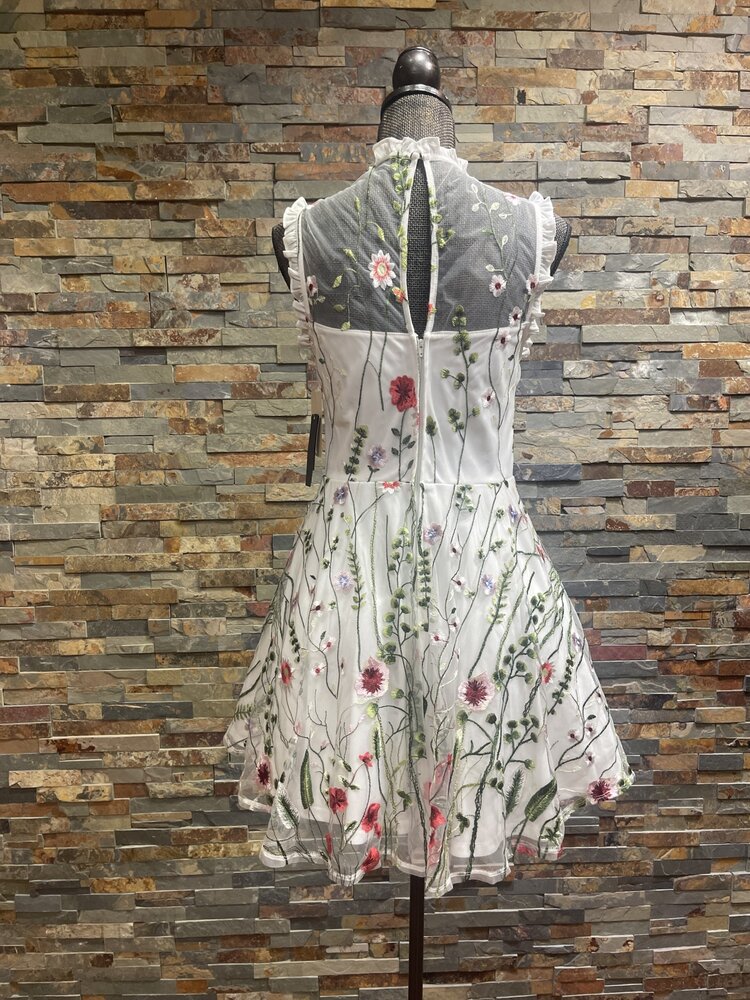 City Studio White Floral Mini Fit & Flare Dress, Size 11