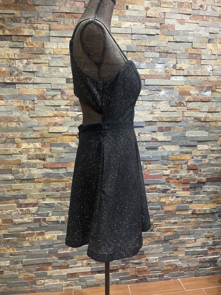 City Studio Black Shimmer Fit & Flare Dress w/ Open Back, Size 13