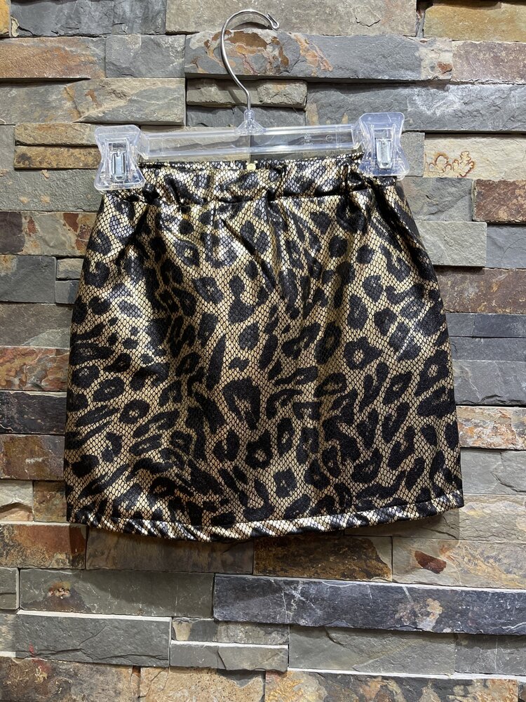 Animal Print Girls Faux Leather Mini Skirt