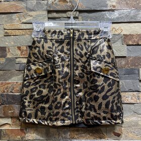 Animal Print Girls Faux Leather Mini Skirt