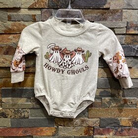 Heather Gray Onesie w/ Howdy Ghouls