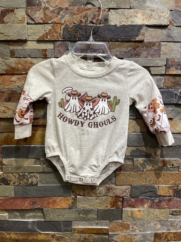 Heather Gray Onesie w/ Howdy Ghouls