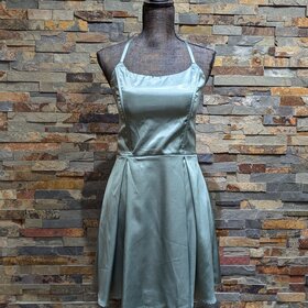 Speechless Sage Green Satin Strappy Criss Cross Back w/ Pockets Dress