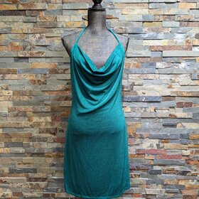 BCX Green Spaghetti Strap Dress with Draped Neckline, Size XXL
