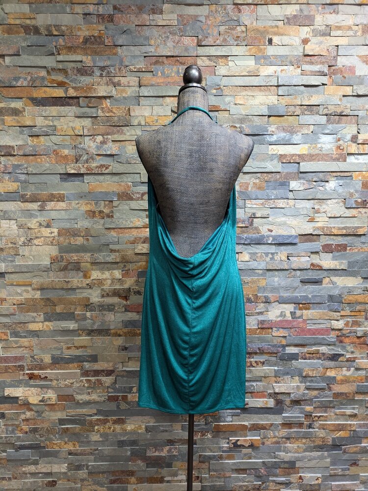BCX Green Spaghetti Strap Dress with Draped Neckline, Size XXL