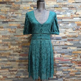 HunterGreen Lace Short Sleeve w/Fray Hem, Size XL