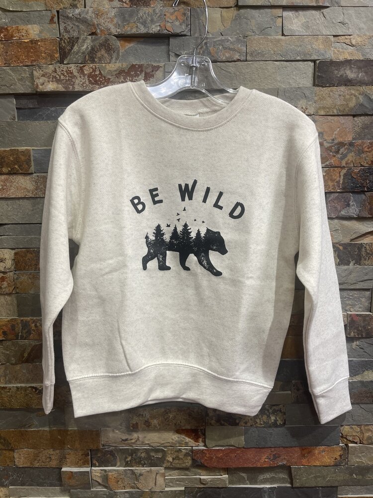 Kids Heather Gray Be Wild Bear Sweatshirt