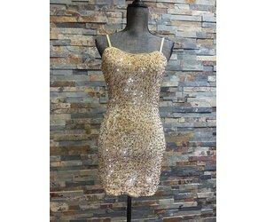 Taupe & Gold Sequin Bodycon Dress - Elements Unleashed Taupe & Gold Sequin Bodycon Dress - Elements Unleashed
