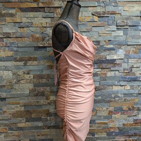 Iris Basic Dusty Peach Side Shirring Bodycon Dress