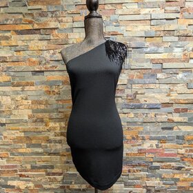 Halston Heritage Black Halston Beaded Off-Shoulder Dress, Size 2