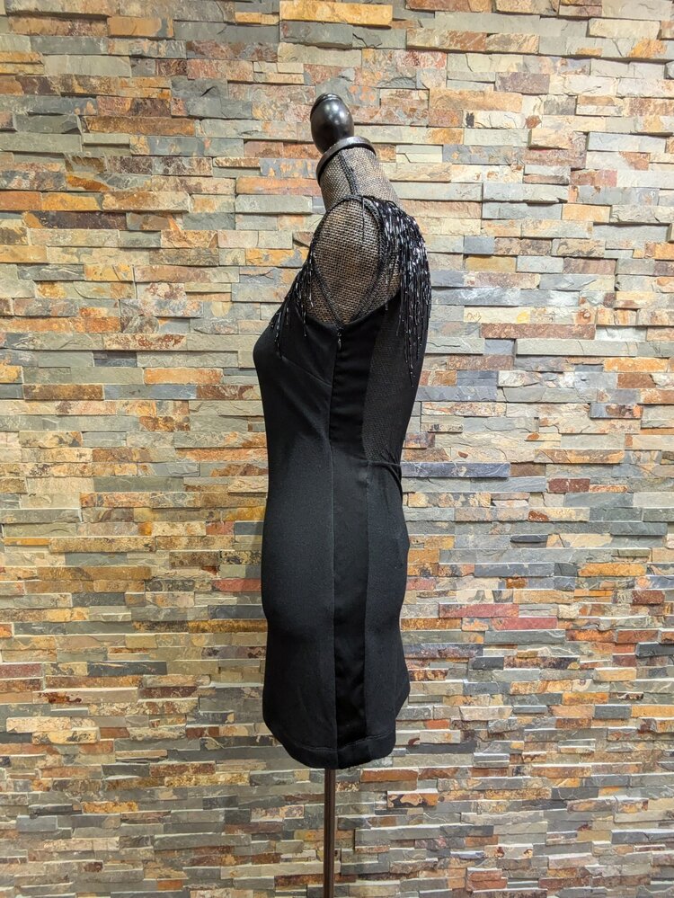 Halston Heritage Black Halston Beaded Off-Shoulder Dress, Size 2