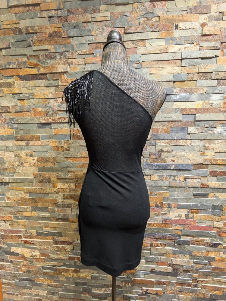 Halston Heritage Black Halston Beaded Off-Shoulder Dress, Size 2