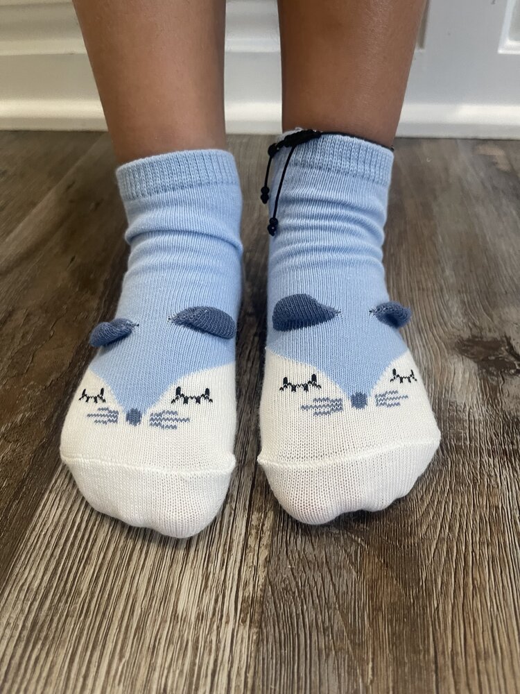 Blue Sleepy Cat Kid Socks